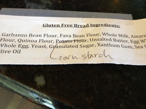 GF Bread Ingredients