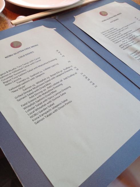 Nobu GF Menu
